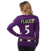Klew NFL Women's Baltimore Ravens Joe Flacco #5 Big Logo Glitter Player Sweater