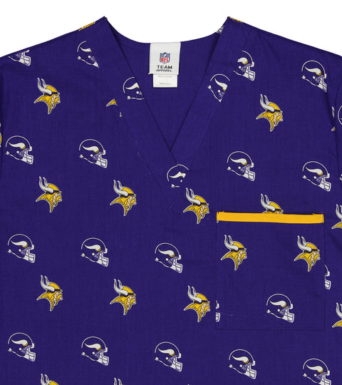 Fabrique Innovations NFL Unisex Minnesota Vikings Repeat Team Logo Scrub Top