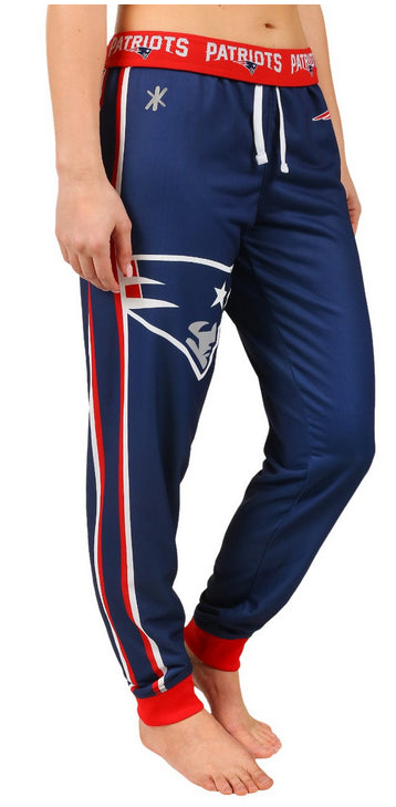 KLEW NFL Women's New England Patriots Cuffed Jogger Pants, Blue
