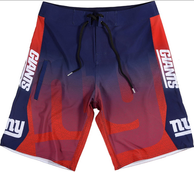 KLEW NFL Men's New York Giants Gradient Board Shorts