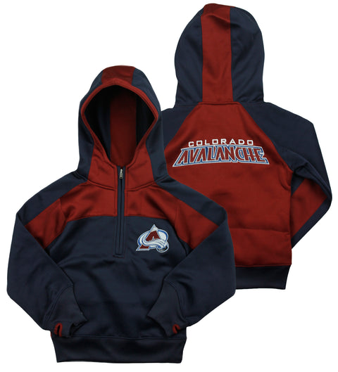 Reebok NHL Youth Girl's Colorado Avalanche 1/4 Zip Active Pullover Hoodie, Navy
