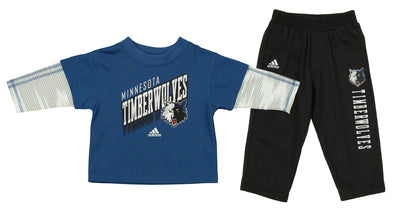 Adidas NBA Infants Minnesota Timberwolves Buzzer Long Sleeve Tee and Pants Set