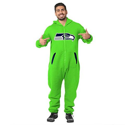 Forever Collectibles NFL Unisex Seattle Seahawks Logo Jumpsuit, Green