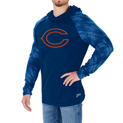 Zubaz NFL Men's Chicago Bears Lightweight Pullover Hoodie W/ Viper Print Sleeves