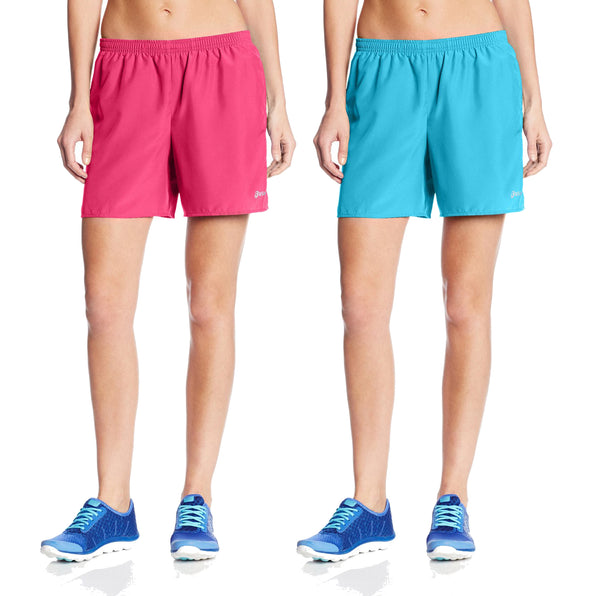 Asics Women's 5-Inch Core Pocketed Athletic Shorts - Pink & Blue