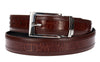 Stacy Adams Mens 6-203 Leather Belt w/ Croco Embossed Center Detail, Cognac