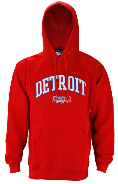 NCAA College Men's Detroit Titans Pullover Hooded Sweatshirt Hoodie, Red