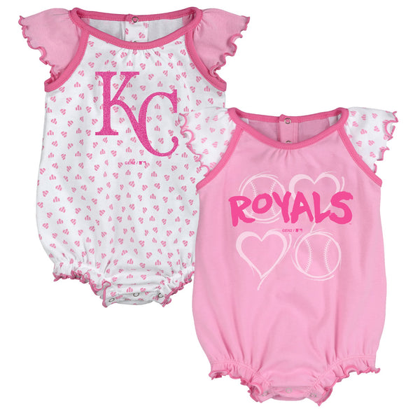 Outerstuff MLB Infants Girls Kansas City Royals Play With Heart 2pc Creeper Set