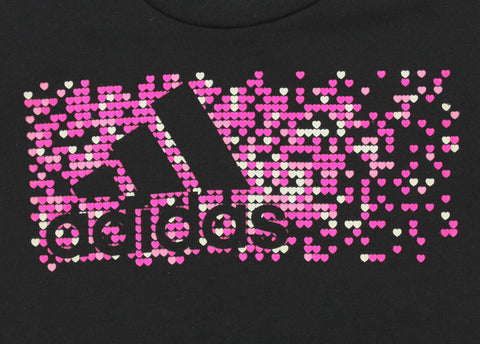 Adidas Youth Girls Heart Waves Graphic Tee, Black