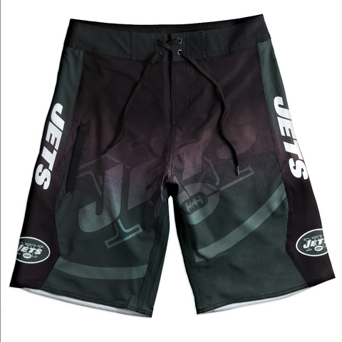 KLEW NFL Men's New York Jets Gradient Board Shorts