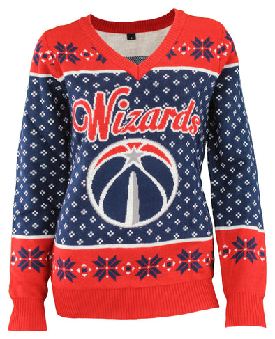 KLEW NBA Women's Washington Wizards 2016 Big Logo V-Neck Sweater