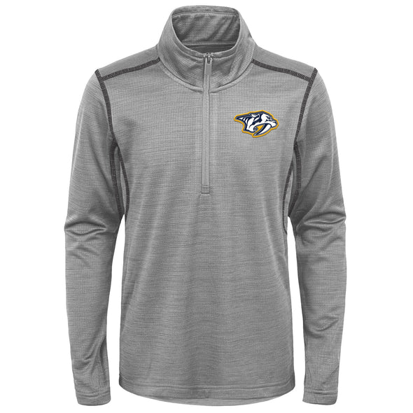 Outerstuff Nashville Predators NHL Boys Youth (8-20) Back to The Arena 1/4 Zip Pullover Sweater, Grey