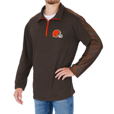 Zubaz NFL Men's Cleveland Browns Elevated 1/4 Zip Pullover W/ Viper Print Accent