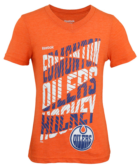 Reebok NHL Youth Girls (7-16) Edmonton Oilers V-Neck Short Sleeve Tee