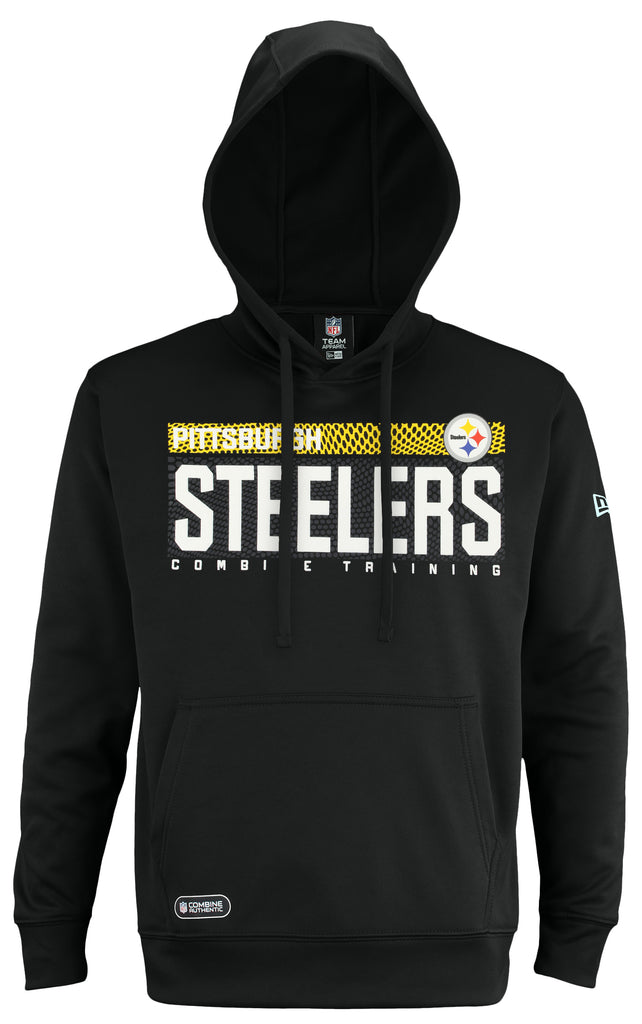 Men's New Era Black Pittsburgh Steelers Throwback Pullover Hoodie Size: Medium