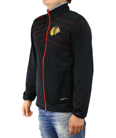 Reebok NHL Men's Chicago Blackhawks Center Ice Warm up Jacket, Black