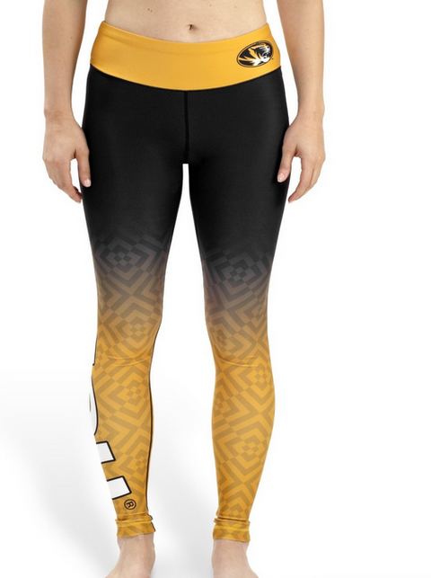 NCAA Women's Missouri Tigers Gradient Print Leggings, Black