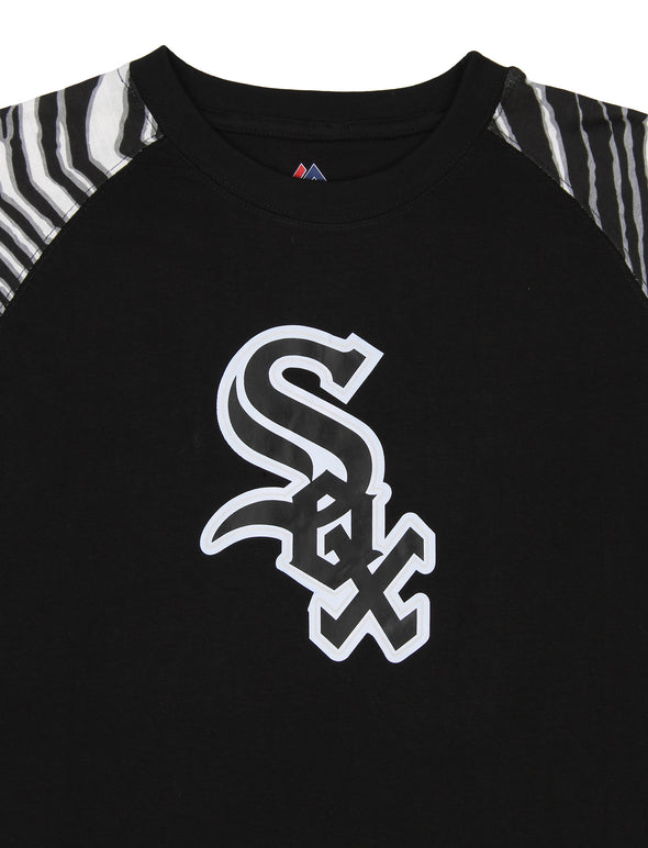 Zubaz MLB Men's Chicago White Sox 3/4 Zebra Sleeves Shirt, Black