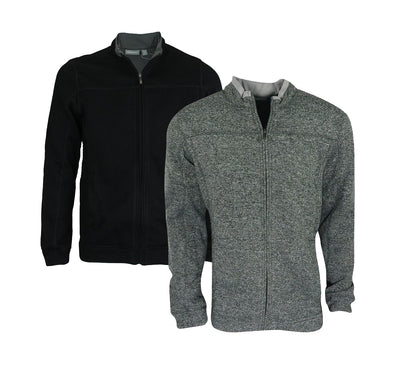 Ashworth Men's Zip Up Casual Long Sleeve Fleece Sweater, 2 Colors