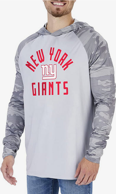 Zubaz New York Giants NFL Men's Grey Lightweight Hoodie w/ Tonal Camo Sleeves