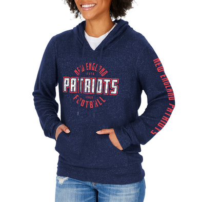 Zubaz NFL Women's New England Patriots Marled Soft Pullover Hoodie