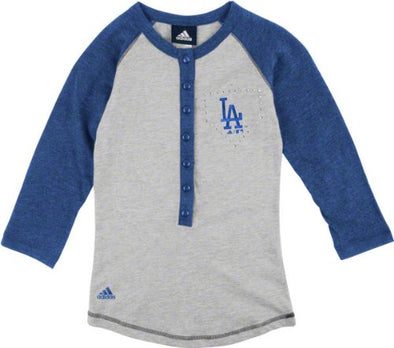 Adidas MLB Baseball Girls Los Angeles Dodgers Classic Baseball Shirt, Gray