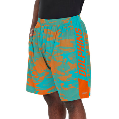 Zubaz Men's NFL Miami Dolphins Lightweight Shorts with Camo Lines