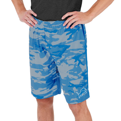 Zubaz Men's NFL Detroit Lions Lightweight Camo Lines Shorts with Logo