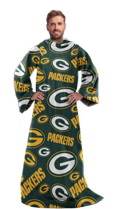 Northwest NFL Green Bay Packers Toss Silk Touch Comfy Throw with Sleeves