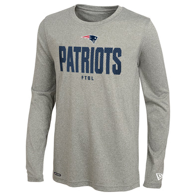 New Era NFL Men's New England Patriots Dri-Tek Heathered Grey Long Sleeve Tee