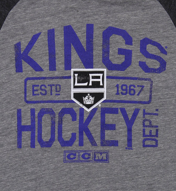 CCM NHL Youth Los Angeles Kings Triblend Long Sleeve Raglan Shirt, Grey