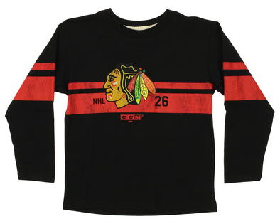 CCM NHL Kids Chicago Blackhawks Black Legendary Long Sleeve T-Shirt
