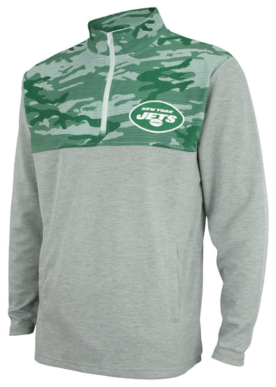 Zubaz Men's NFL New York Jets 1/4 Zip Fleece Pullover with Camo Lines