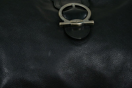 Salvatore Ferragamo Leather Purse Handbag Bag - Black
