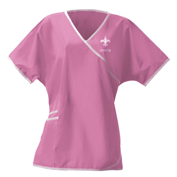 Fabrique Innovations Women's NFL New Orleans Saints Breast Cancer Awareness Scrub Top