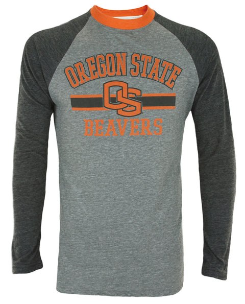 Oregon State Beavers NCAA Men's Cover 2 Long Sleeve Raglan Shirt - Gray