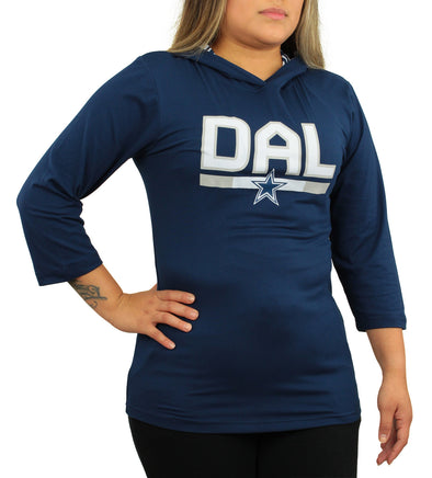 Zubaz NFL Women's Dallas Cowboys Solid Team Color Lightweight Pullover