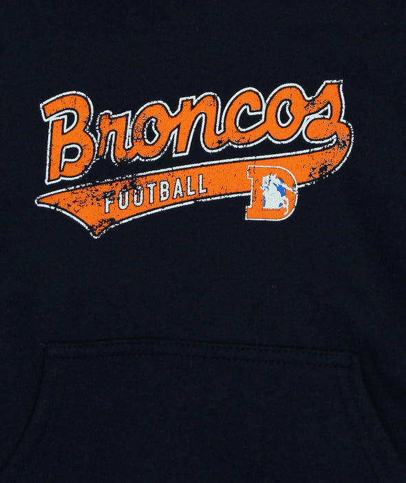 Reebok NFL Football Denver Broncos Little Girls Youth Fleece Hoodie Sweatshirt, Navy