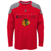 OuterStuff Chicago Blackhawks NHL Boys Youth (8-20) Gamma Long Sleeve Performance Shirt, Red