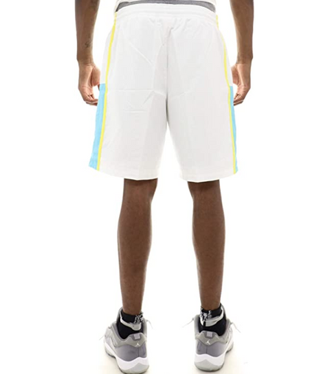Lacoste Men's Sports Colorblock Jersey Lined Shorts, White/Haiti Blue/Lemon
