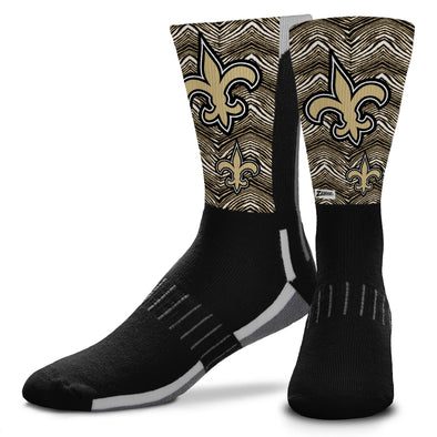 Zubaz X FBF NFL Youth New Orleans Saints Phenom Curve Crew Socks