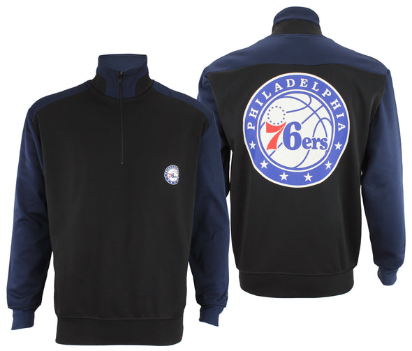 FISLL NBA Basketball Men's Philadelphia 76ers Colorblock 3/4 Zip Pullover Sweatshirt
