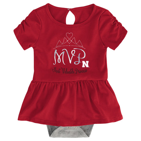 Outerstuff NCAA Infant Girls Nebraska Cornhuskers MVP Creeper, Bib & Bootie Set