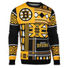 Klew NHL Men's Boston Bruins Patches Ugly Sweater, Black/Yellow