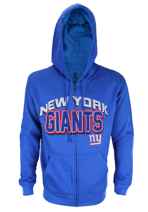 New York Giants NFL Football Men's In The Pocket Zip Fleece Hoodie, Royal Blue