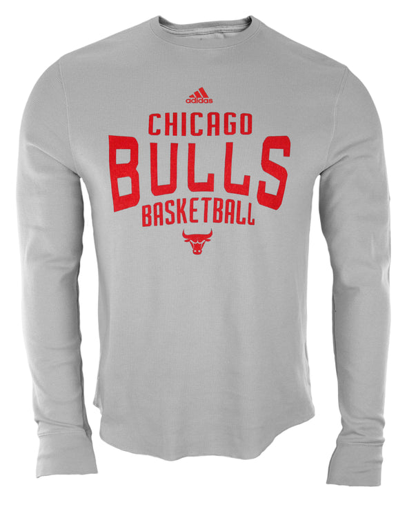 Adidas NBA Men's Chicago Bulls Long Sleeve Thermal Shirt Top - Gray