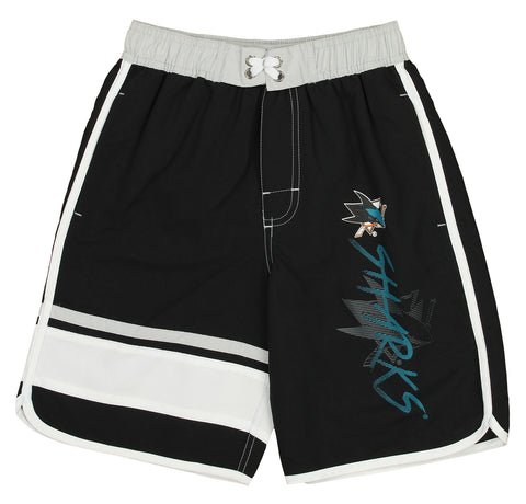 Outerstuff NHL Youth (8-20) San Jose Sharks Swim Shorts, Black