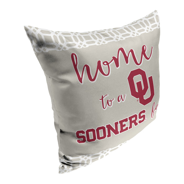 Northwest NCAA Oklahoma Sooners Home Fan 2 Piece Throw Pillow Cover