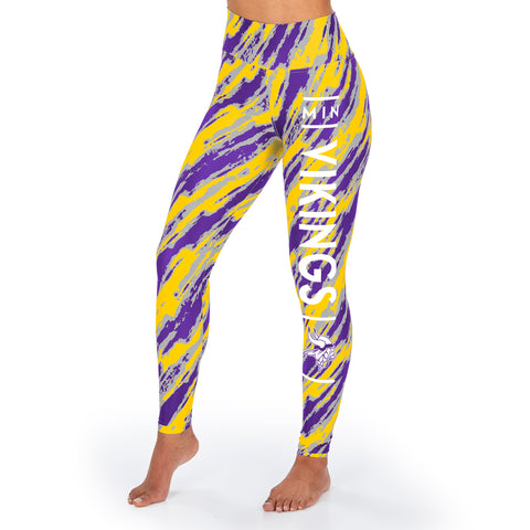 Zubaz NFL Women's Minnesota Vikings Diagonal Streak Leggings