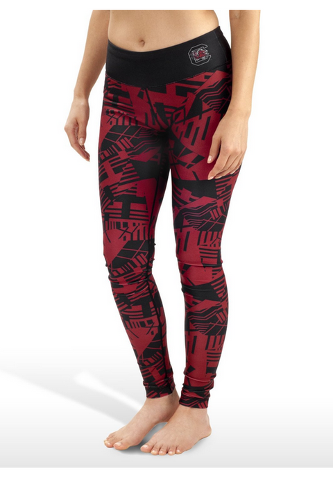 NCAA Women's South Carolina Fighting Gamecocks Geometric Print Leggings, Red